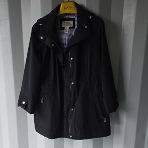 London Fog Black Hooded Raincoat